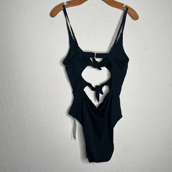 Urban Outfitters Out From Under Monica Double Tie One Piece Swimsuit Black Sz L - Picture 8 of 11